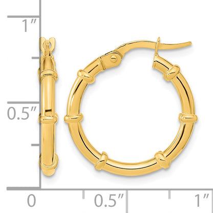 14K Polished and Fancy Hoop Earrings