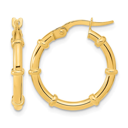14K Polished and Fancy Hoop Earrings