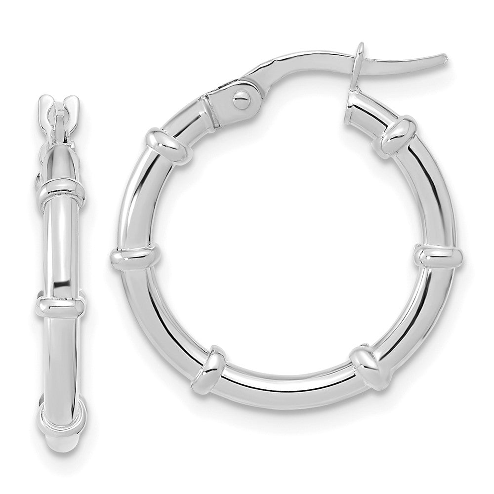 14K White Polished Fancy Hoop Earrings