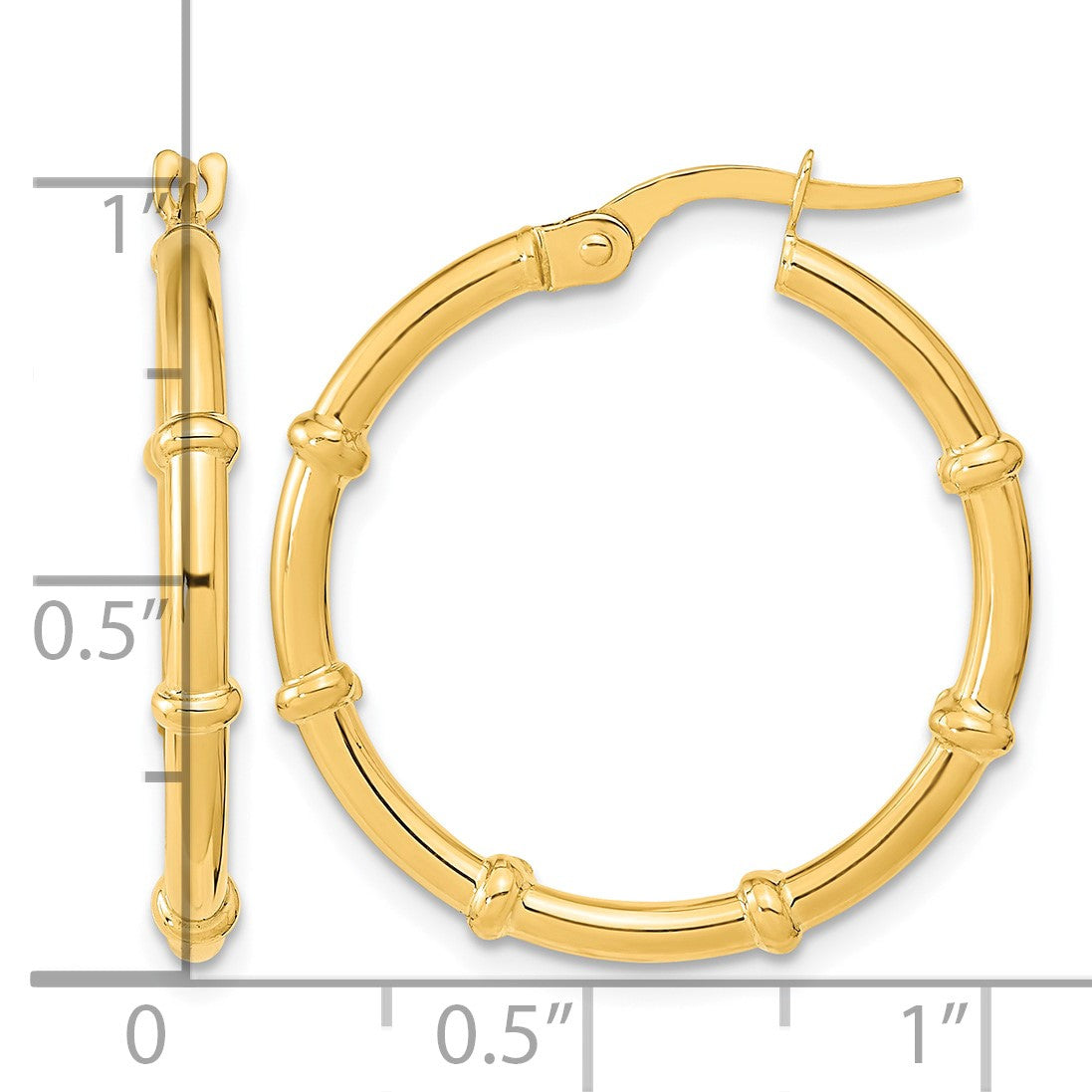 14K Polished and Fancy Hoop Earrings