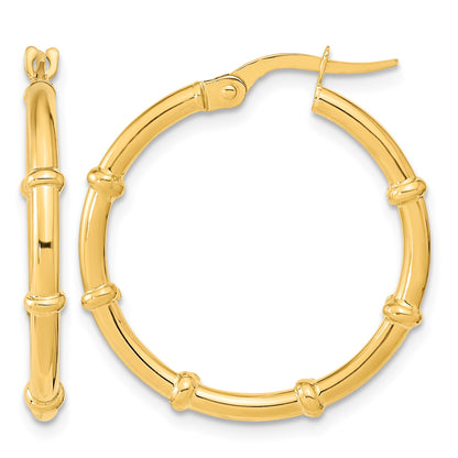 14K Polished and Fancy Hoop Earrings