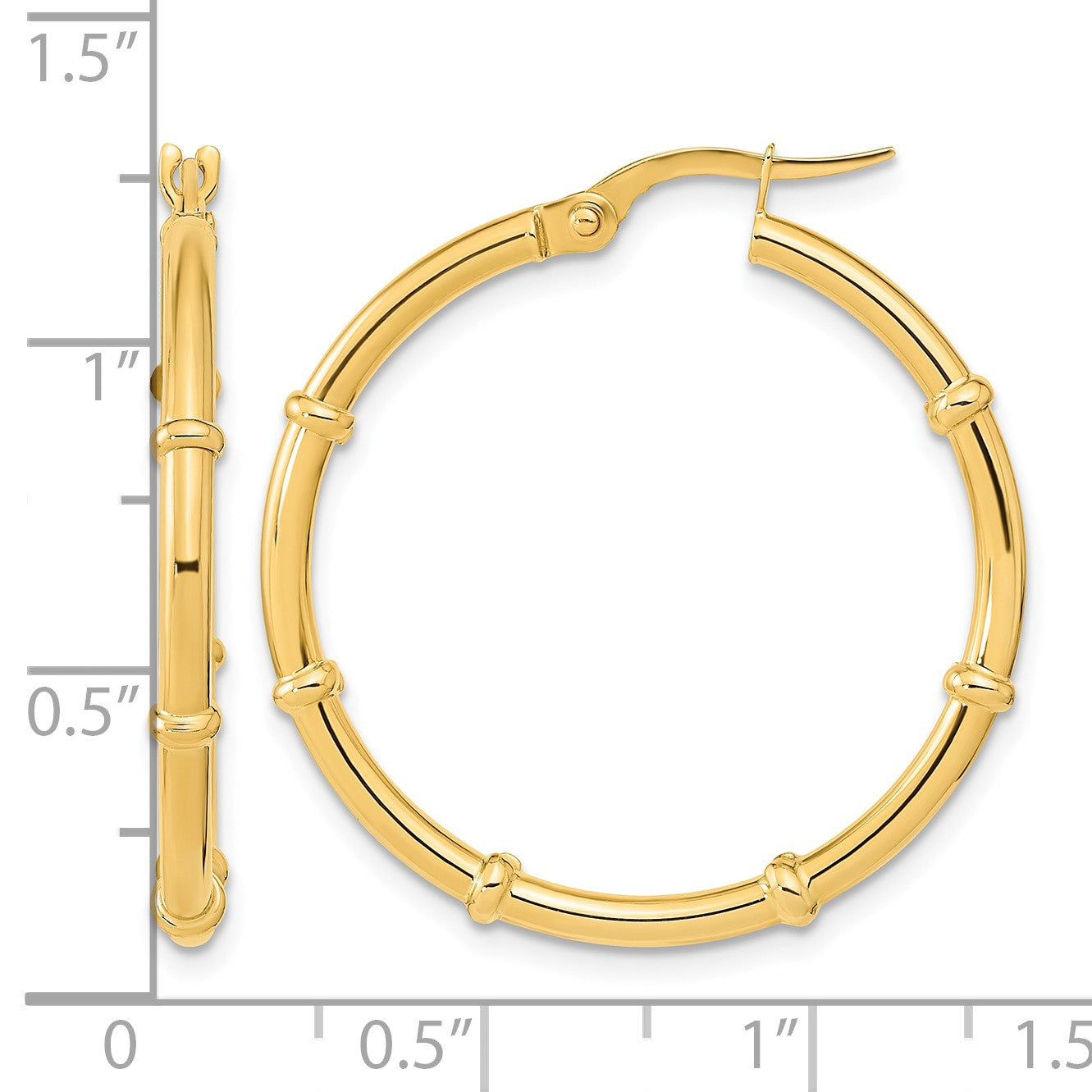 14K Polished and Fancy Hoop Earrings