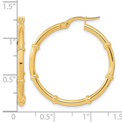 14K Polished and Fancy Hoop Earrings