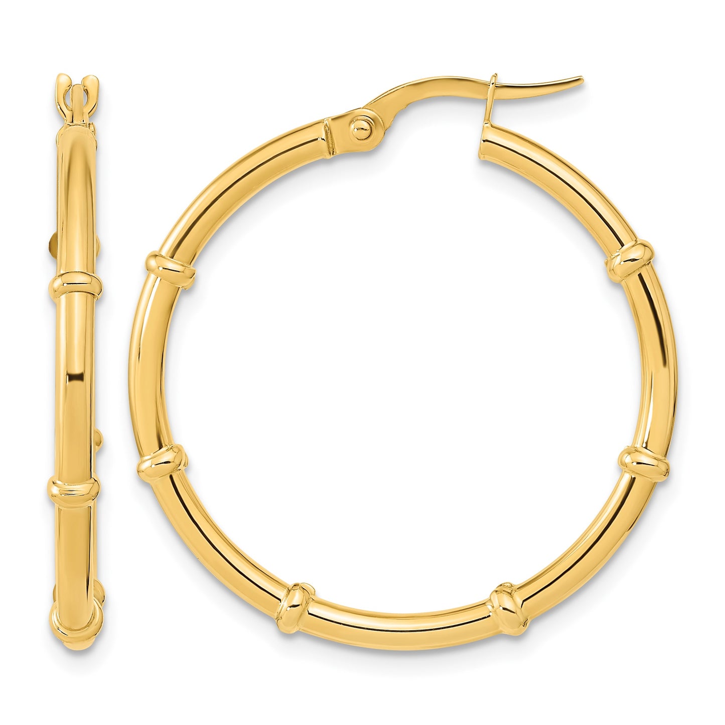 14K Polished and Fancy Hoop Earrings