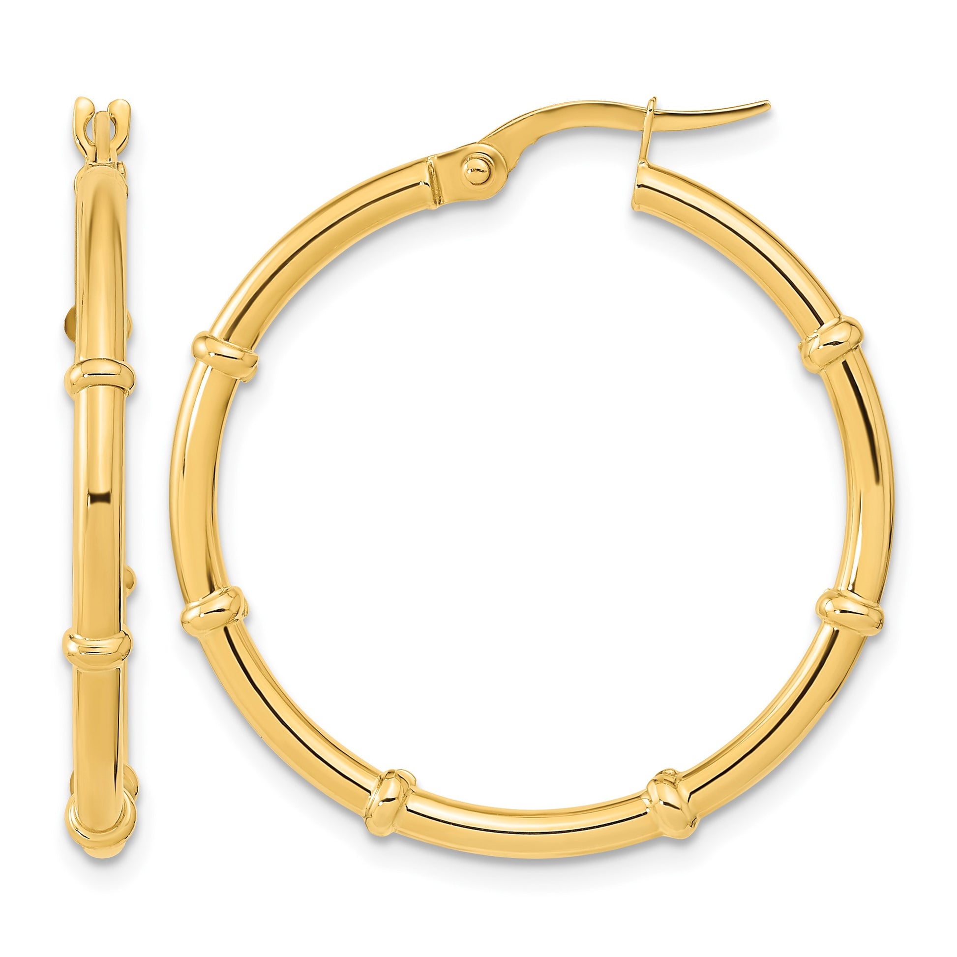 14K Polished and Fancy Hoop Earrings