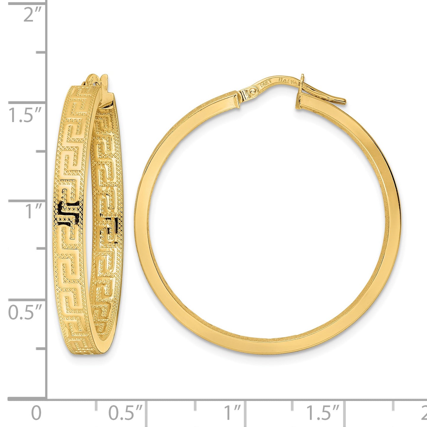 14K Greek Key Hoop Earrings