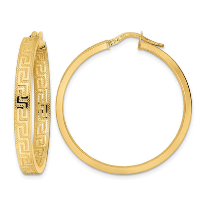 14K Greek Key Hoop Earrings