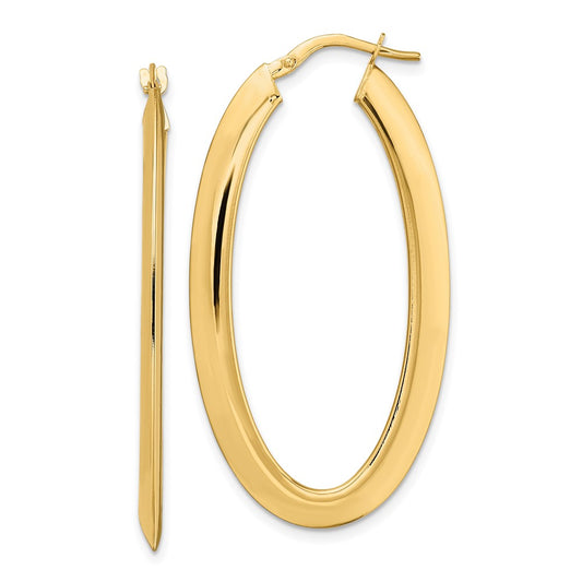 14K Polished  Oval  Hoop Earrings