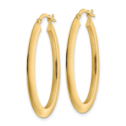 14K 2.1x38mm Polished Oval Knife-Edge Hoop Earrings