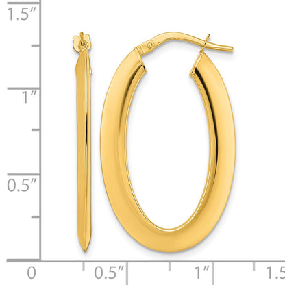 14K 2.1x33mm Polished Oval Knife-Edge Hoop Earrings