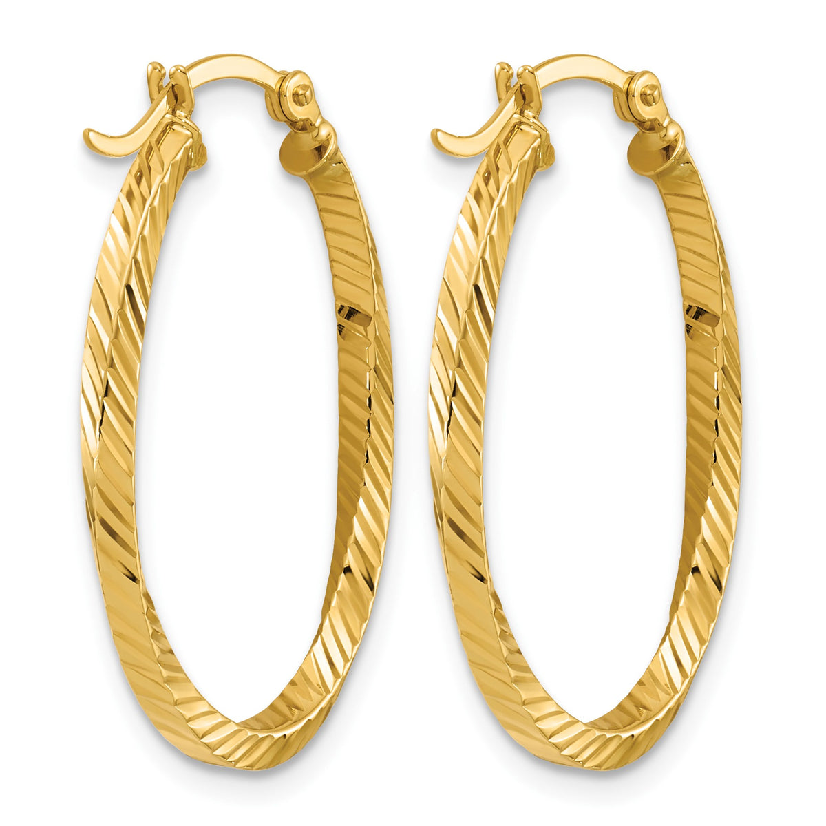 14k Twisted 2.5x20x29mm Oval Hoop Earrings