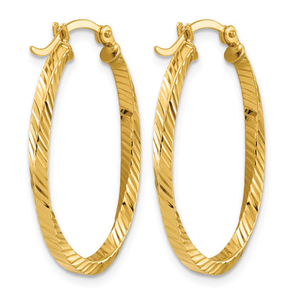 14k Twisted 2.5x20x29mm Oval Hoop Earrings