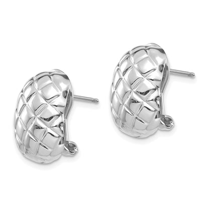 14k White Gold 12x17mm Polished Crisscross Omega Back Post Earrings