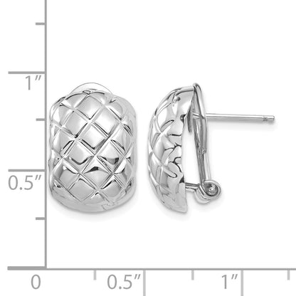 14k White Gold 12x17mm Polished Crisscross Omega Back Post Earrings