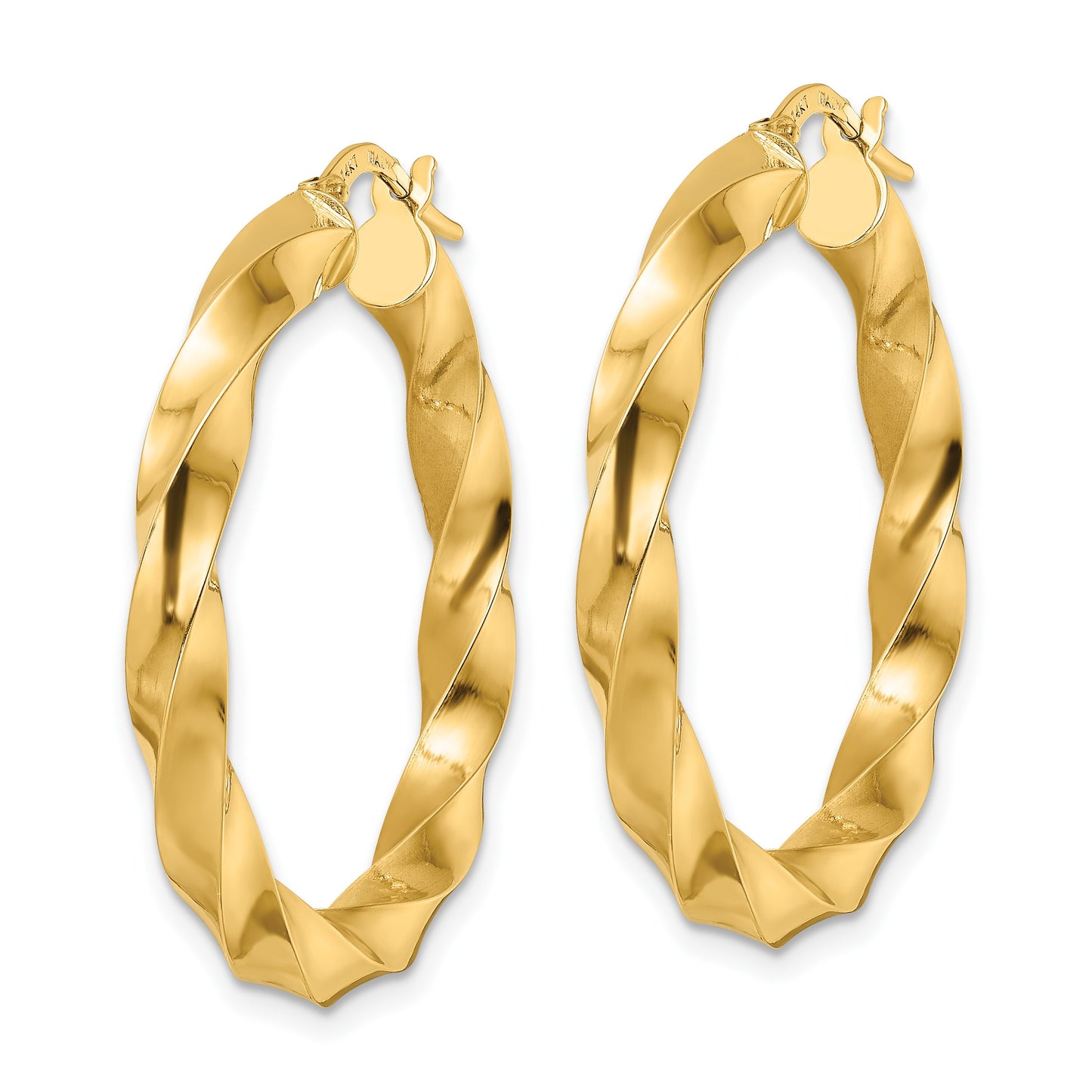 14K Polished Twisted Hoop Earrings