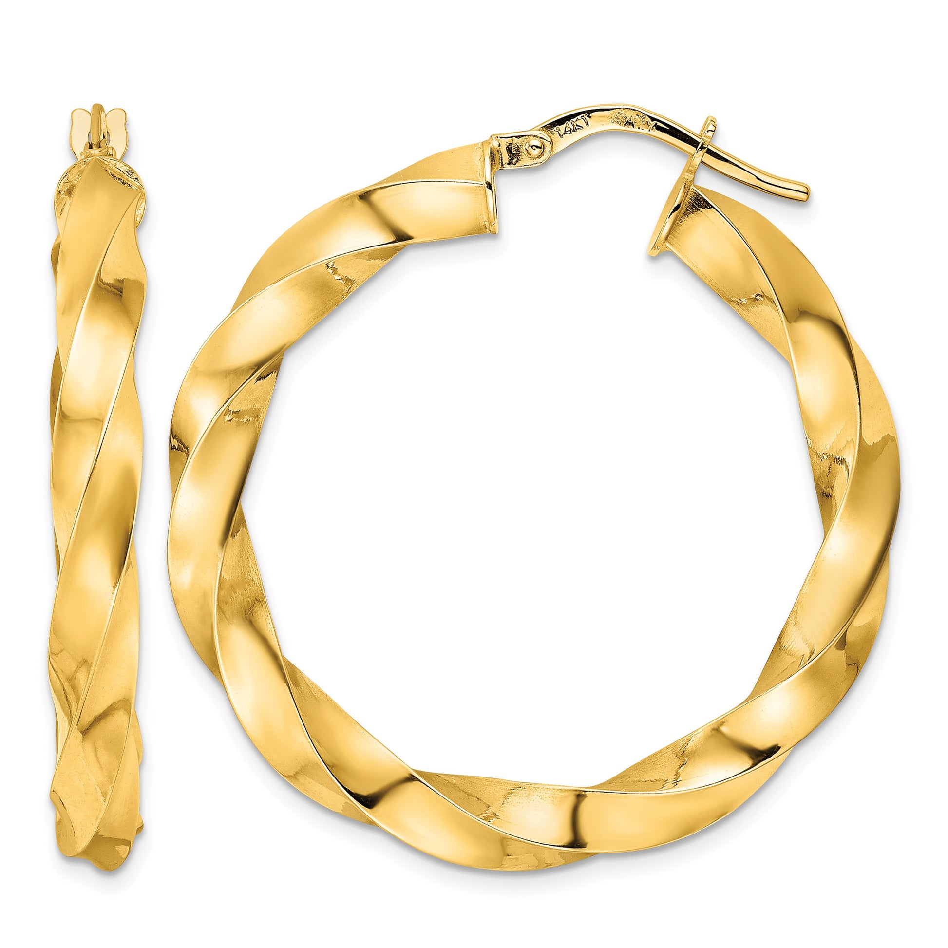 14K Polished Twisted Hoop Earrings