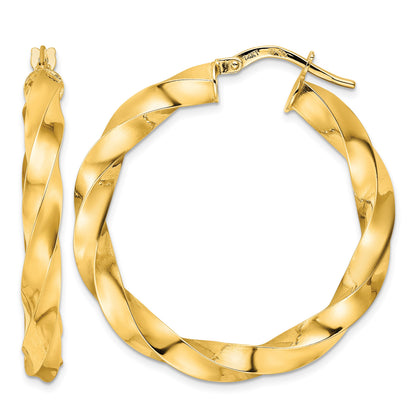 14K Polished Twisted Hoop Earrings