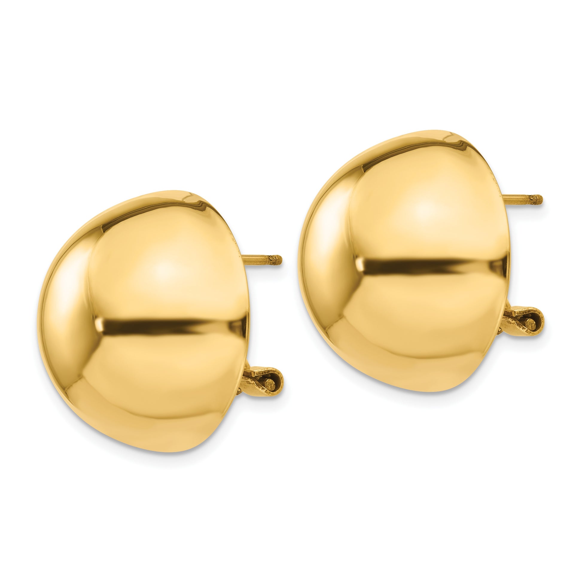 14k 20mm Polished Half Ball Omega Back Post Earrings