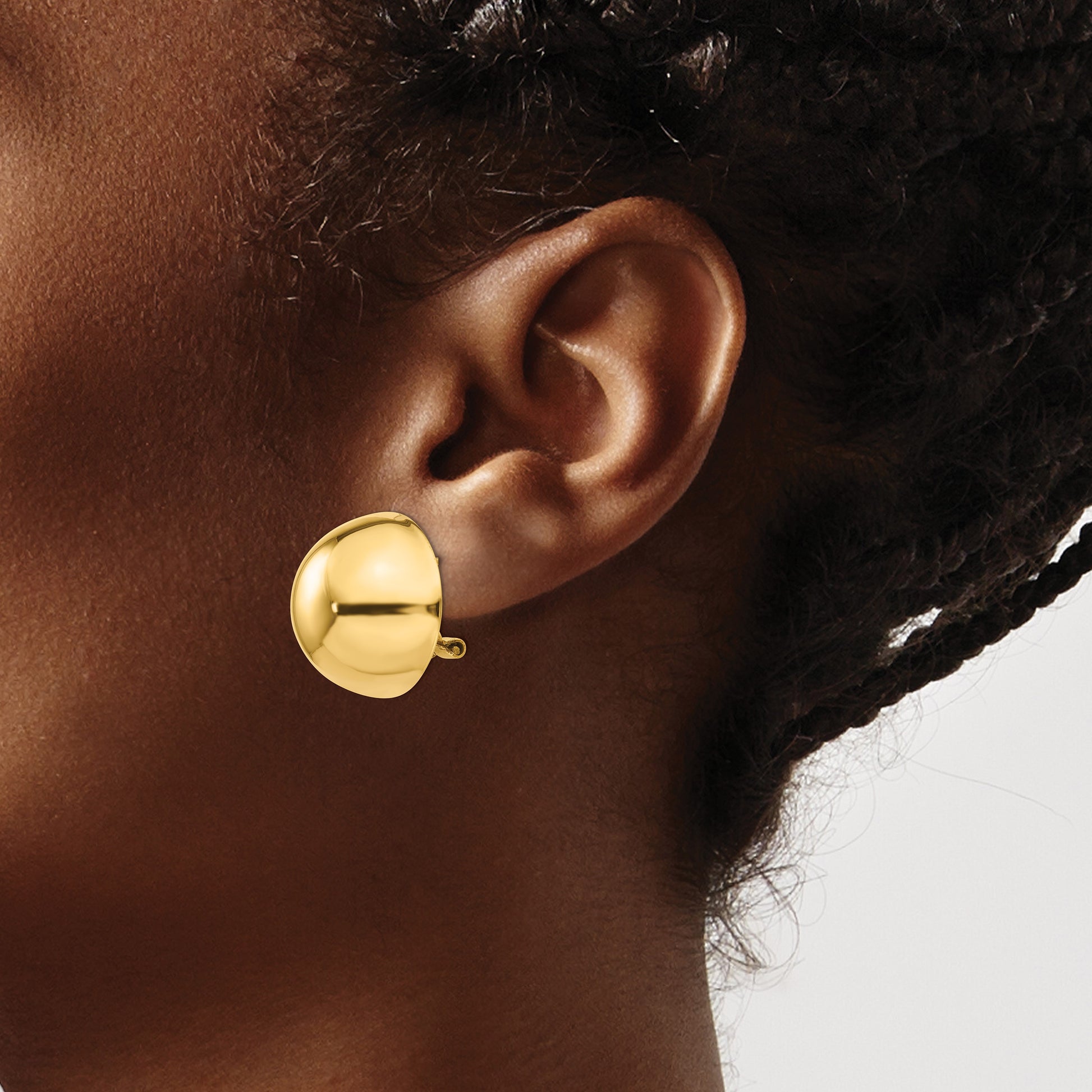 14k 20mm Polished Half Ball Omega Back Post Earrings