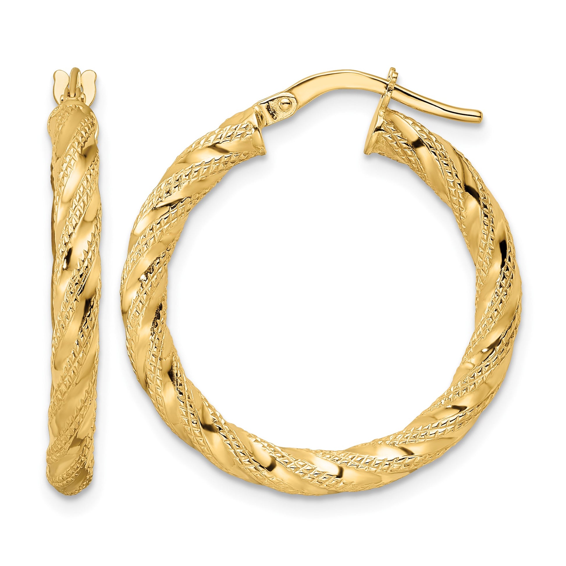 14K Polished Twisted Hoop Earrings