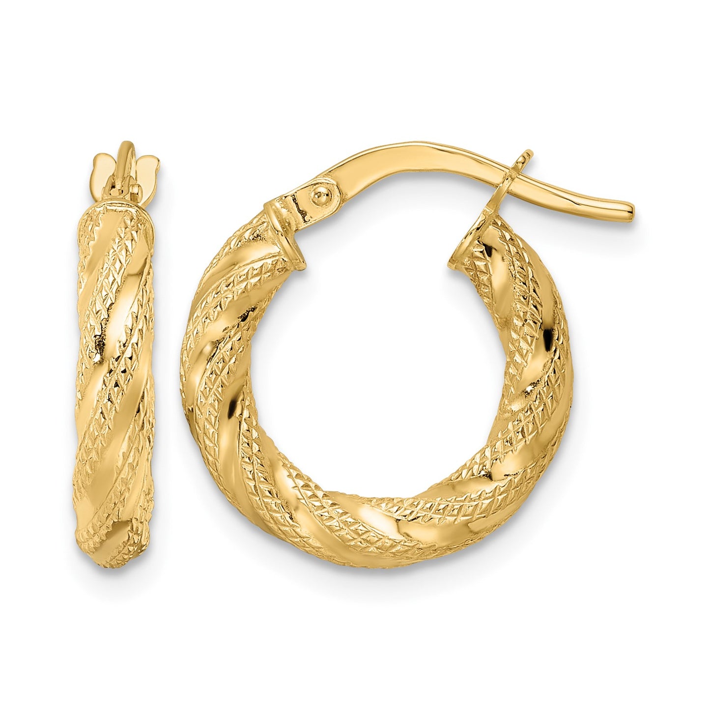 14K Polished Twisted Hoop Earrings