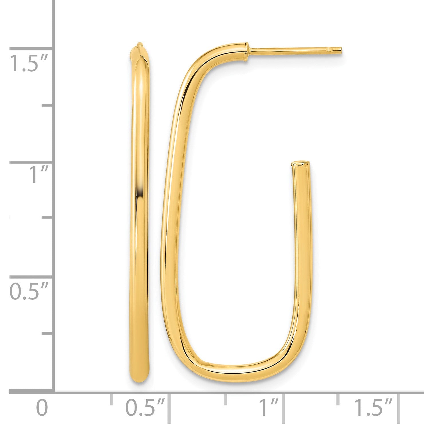 14K Polished J-Hoop Earrings