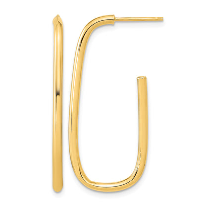 14K Polished J-Hoop Earrings