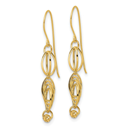 14K Oval Links Dangle French Hook Earrings
