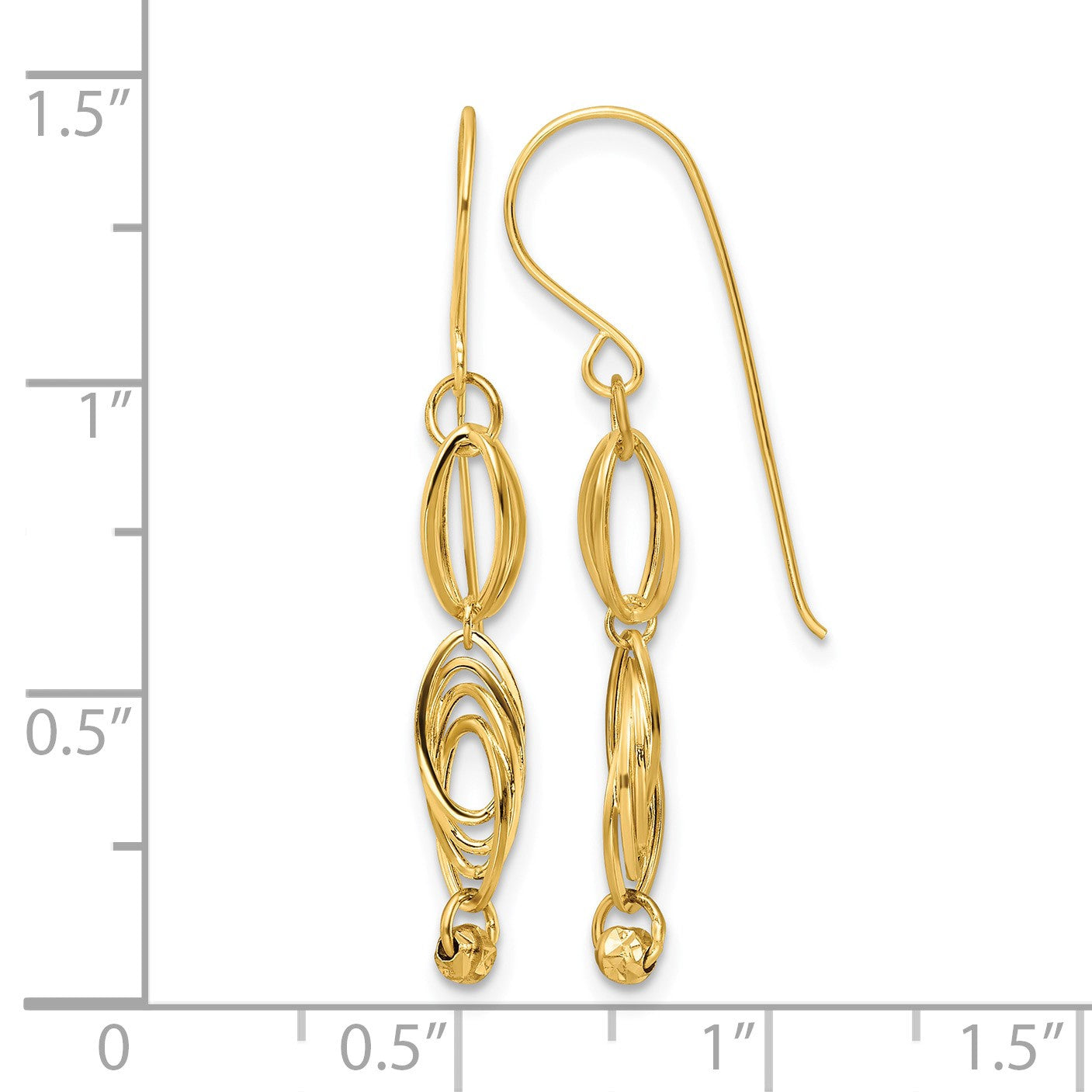 14K Oval Links Dangle French Hook Earrings