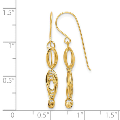 14K Oval Links Dangle French Hook Earrings