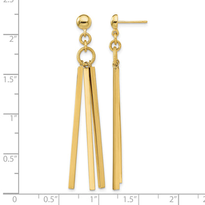 14K Polished 3-Bar Dangle Post Earrings