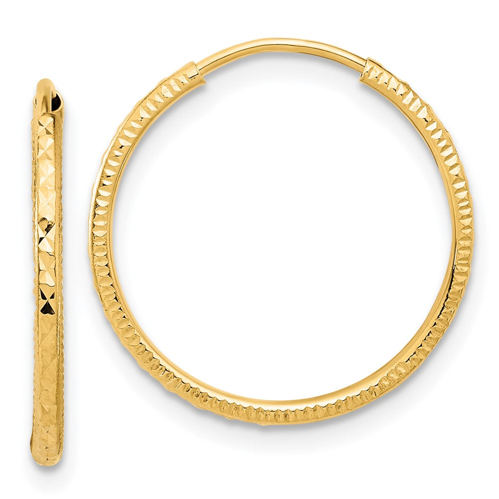 14k D/C 1.50mm Endless Hoop Earrings