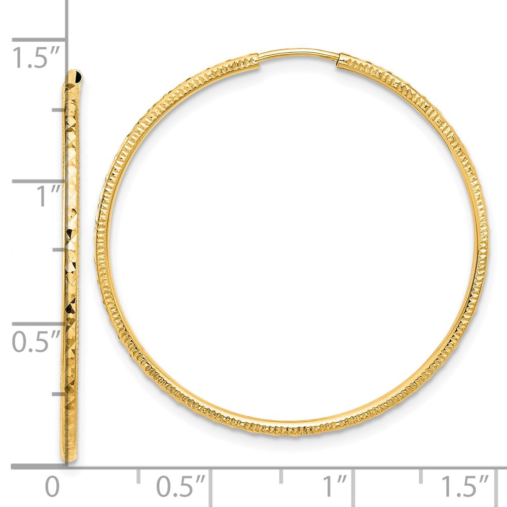 14k D/C 1.50mm Endless Hoop Earrings