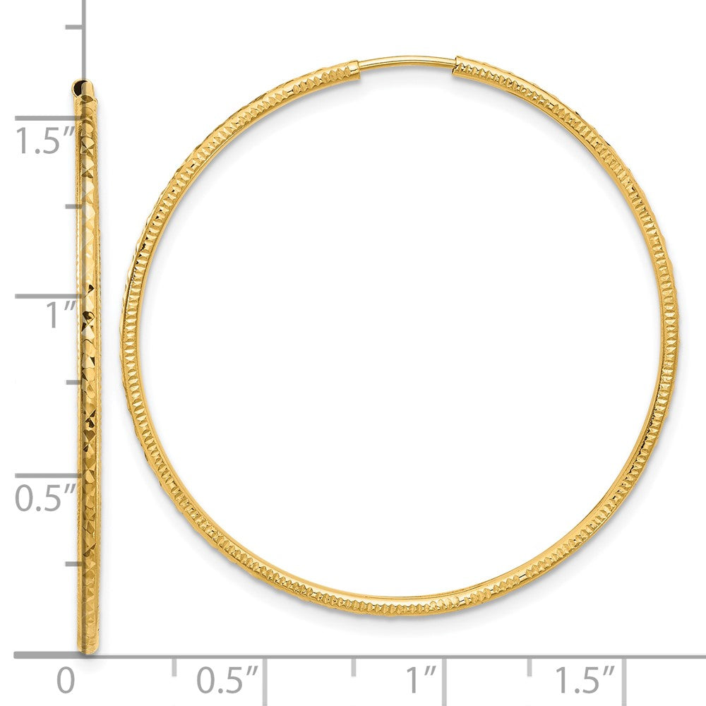 14k D/C 1.50mm Endless Hoop Earrings