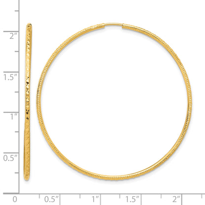 14k 1.5x50mm Diamond-cut Endless Tube Hoop Earrings