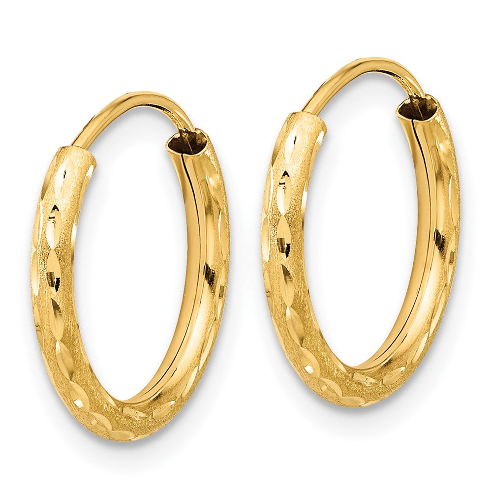 14k Polished and Satin D/C 2.00mm Endless Hoop Earrings