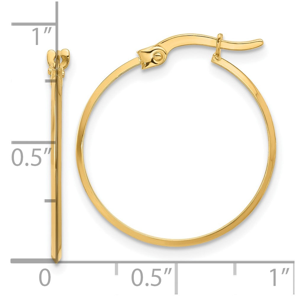 14K Polished Knife Edge Hoop Earrings