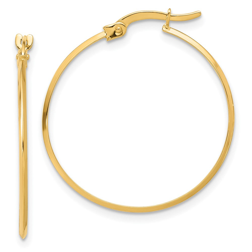 14K Polished Knife Edge Hoop Earrings