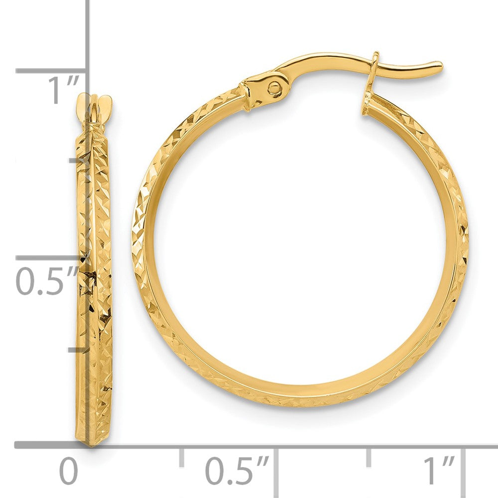 14K Polished and Diamond-cut Knife Edge Hoop Earrings