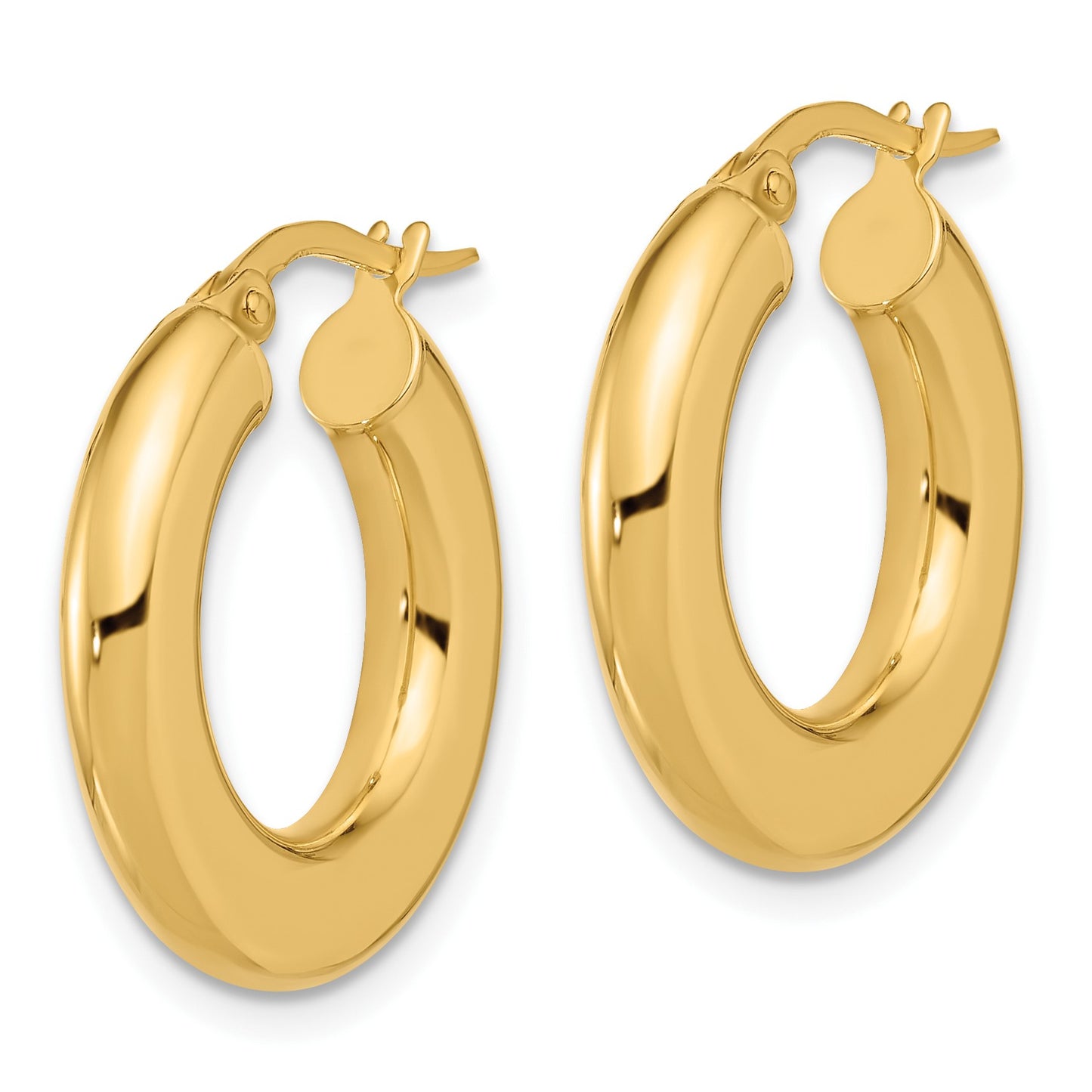 14K 3x23mm Polished Tube Hoop Earrings