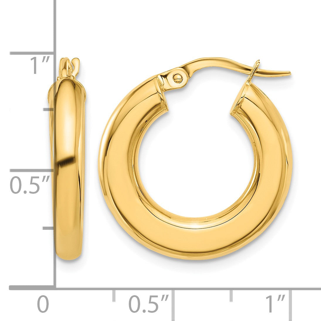 14K 3x23mm Polished Tube Hoop Earrings