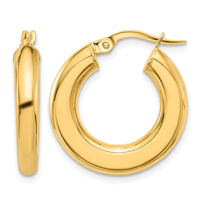 14K 3x23mm Polished Tube Hoop Earrings