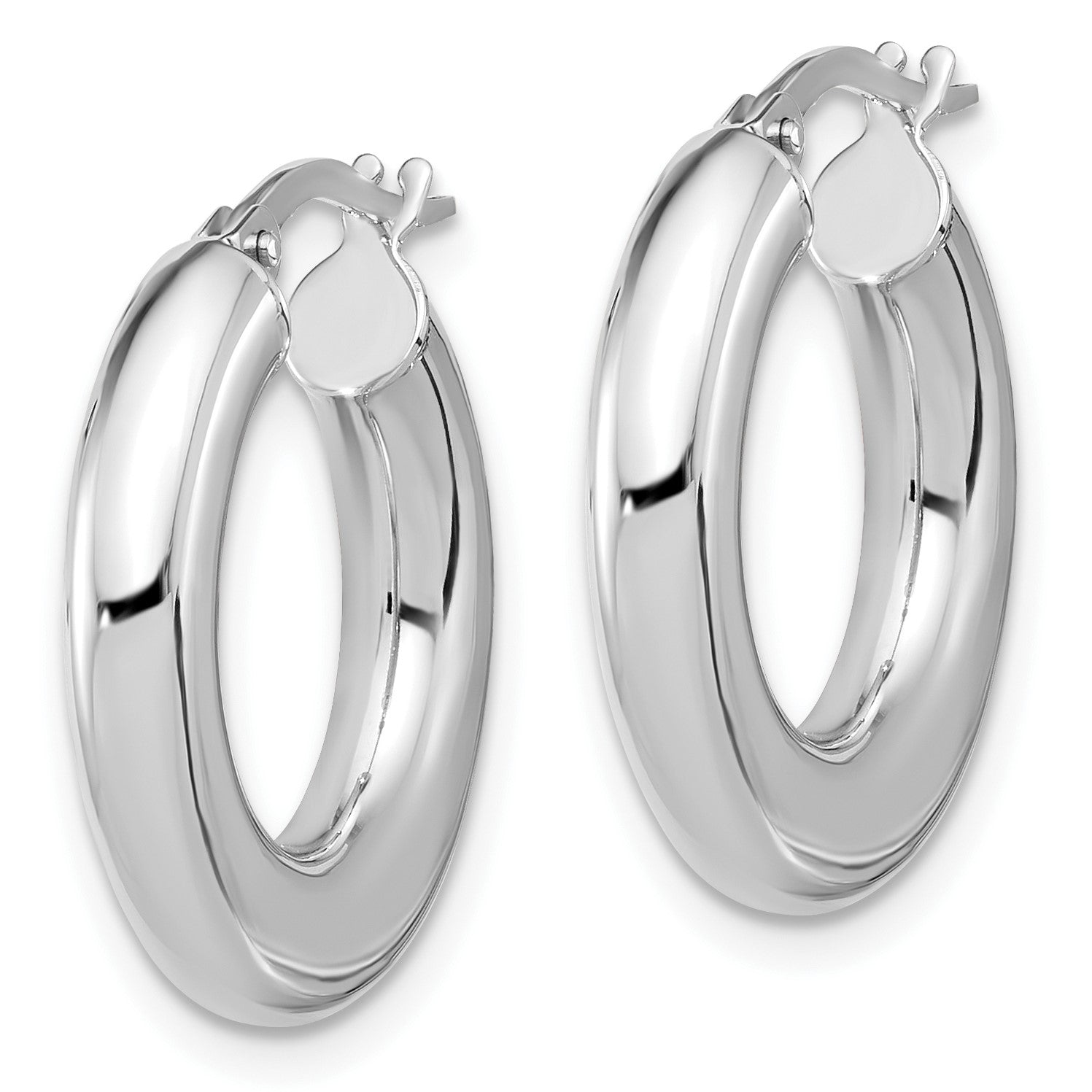 14K White Gold 3x23mm Polished Tube Hoop Earrings