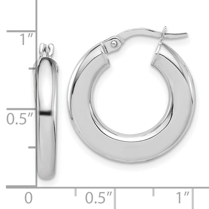 14K White Gold 3x23mm Polished Tube Hoop Earrings