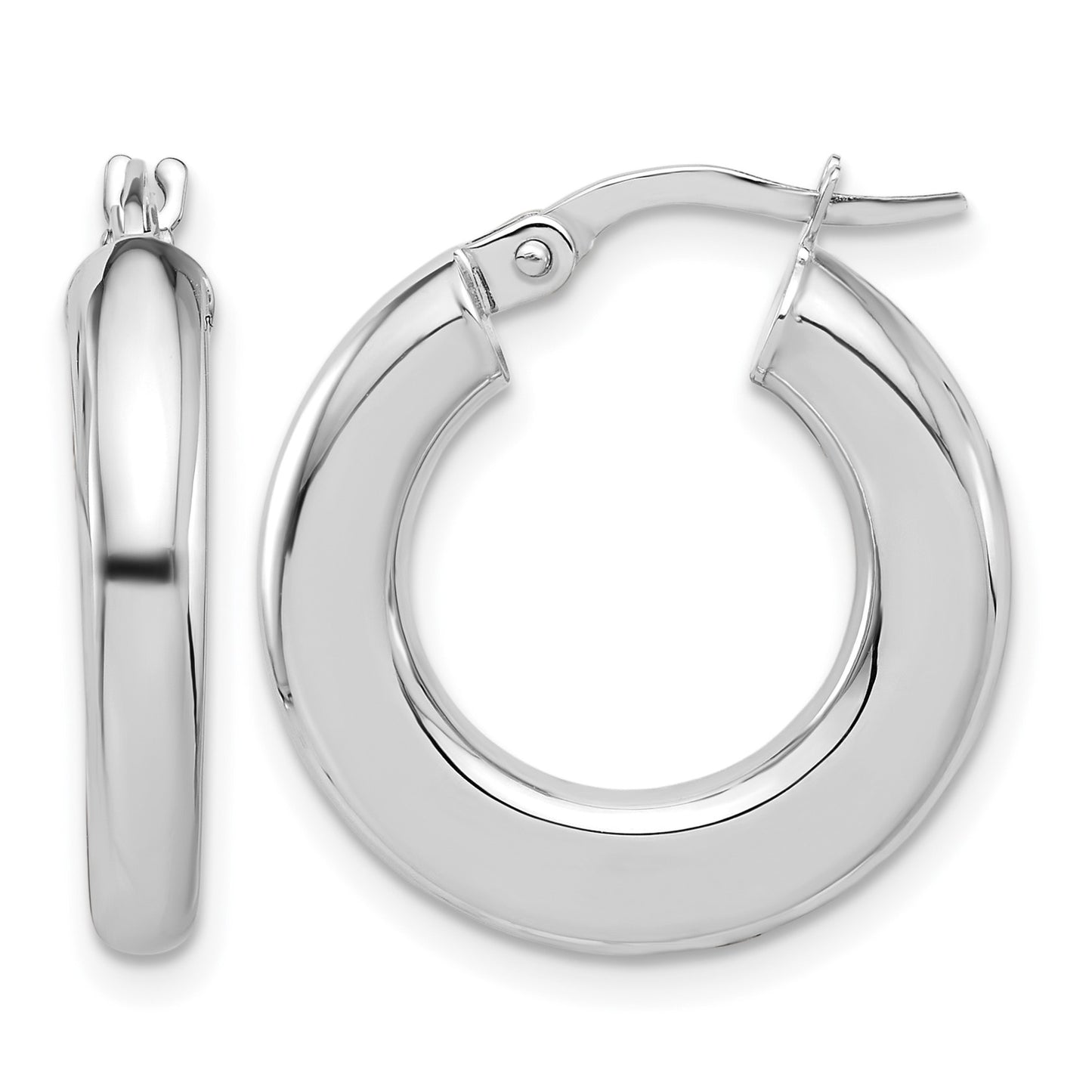 14K White Gold 3x23mm Polished Tube Hoop Earrings