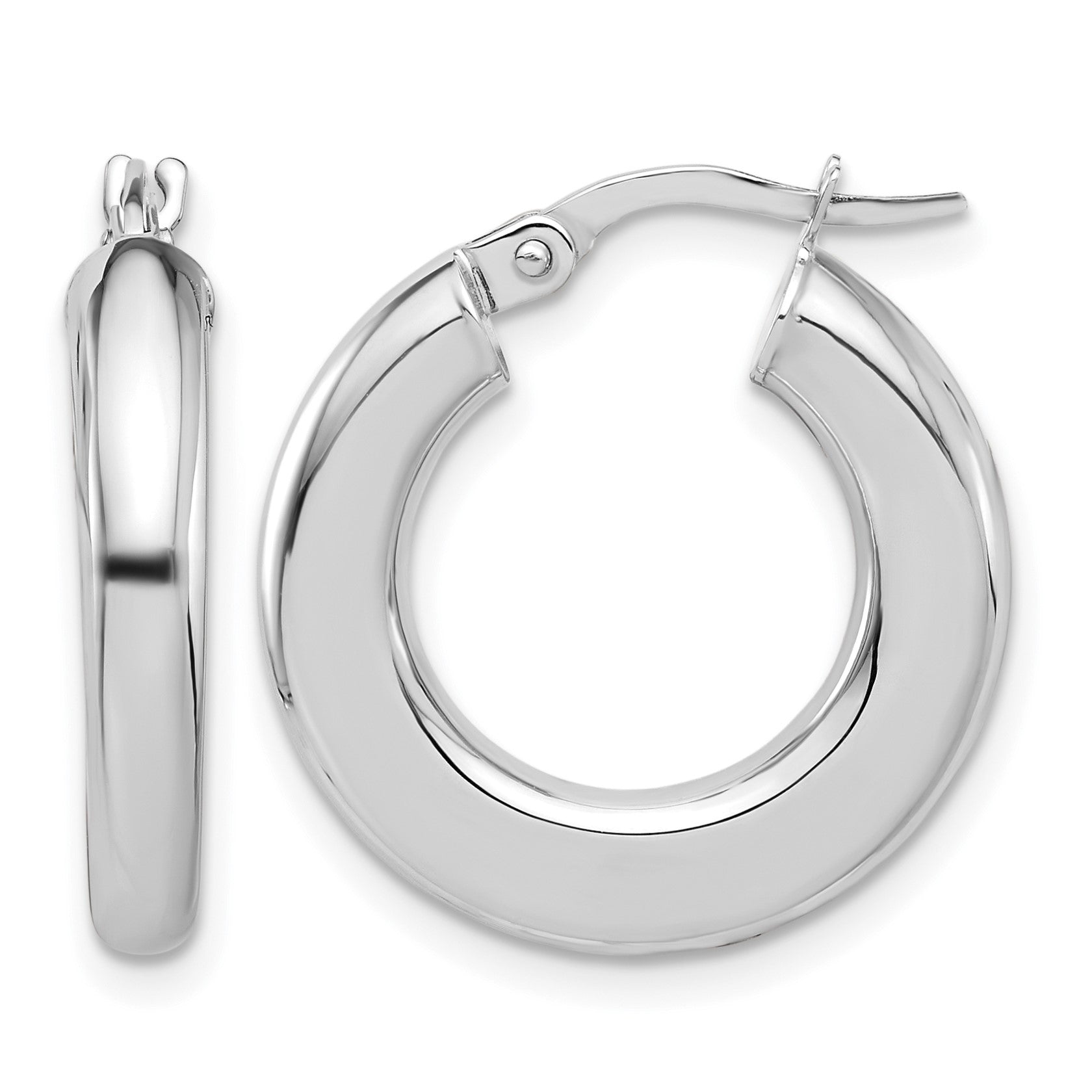 14K White Gold 3x23mm Polished Tube Hoop Earrings