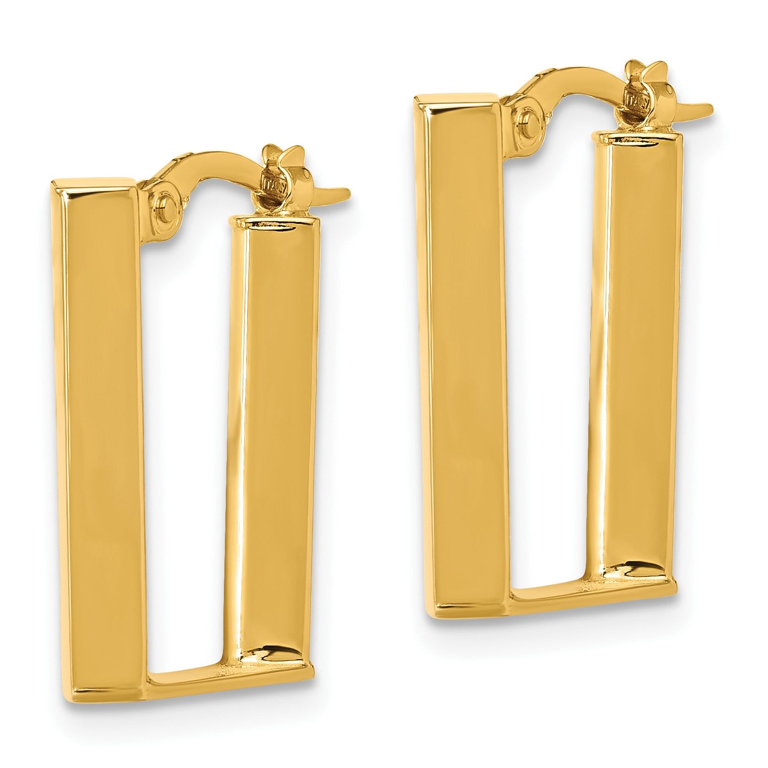 14K 4x28mm Polished U-Shape Tube Hoop Earrings