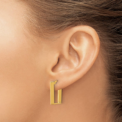 14K 4x28mm Polished U-Shape Tube Hoop Earrings