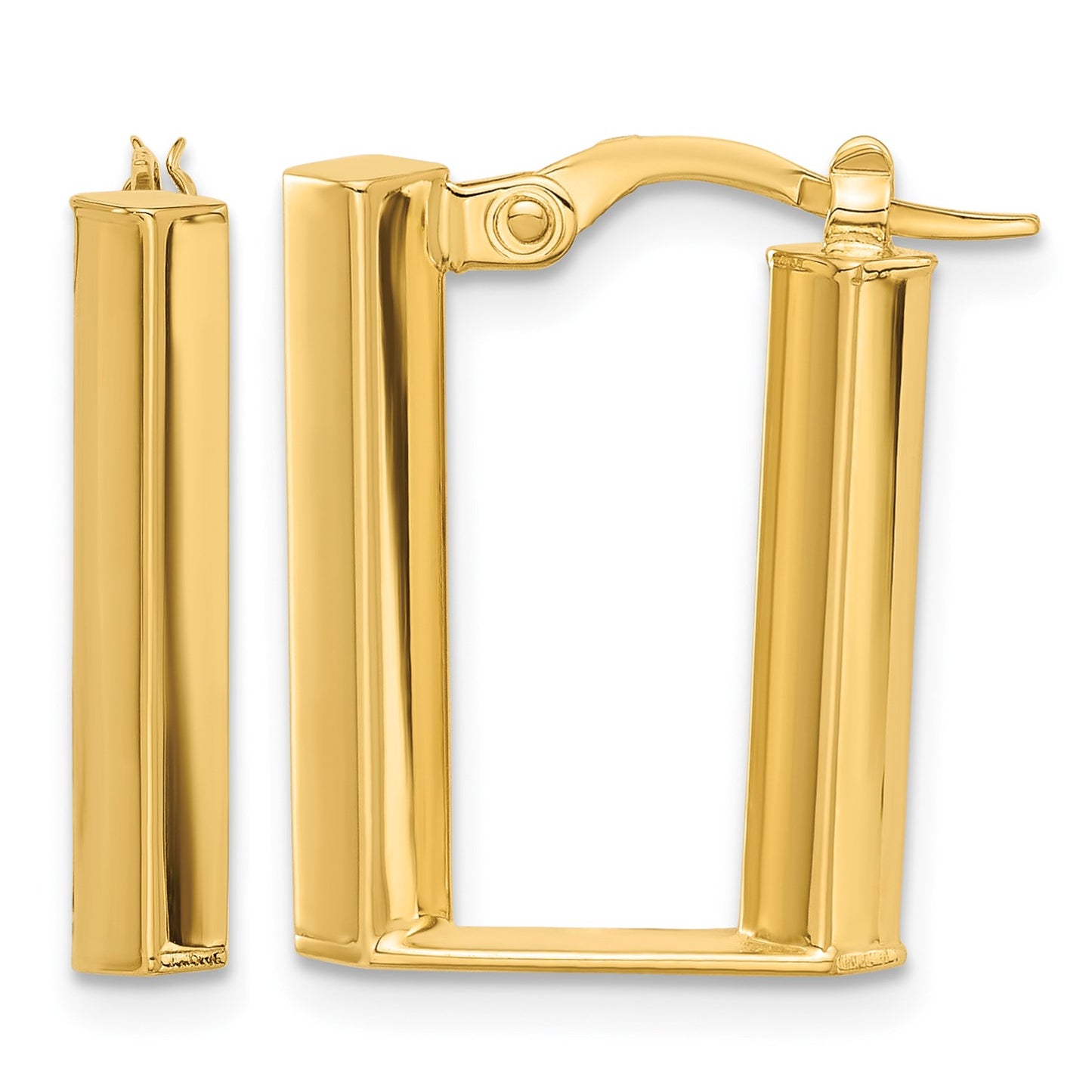14K 4x28mm Polished U-Shape Tube Hoop Earrings