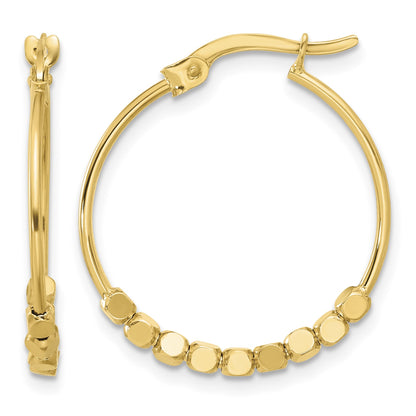 14K Polished Beads Hoop Earrings